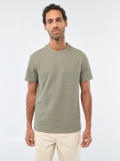 T-shirt a maniche corte in maglia waffle - Kiabi