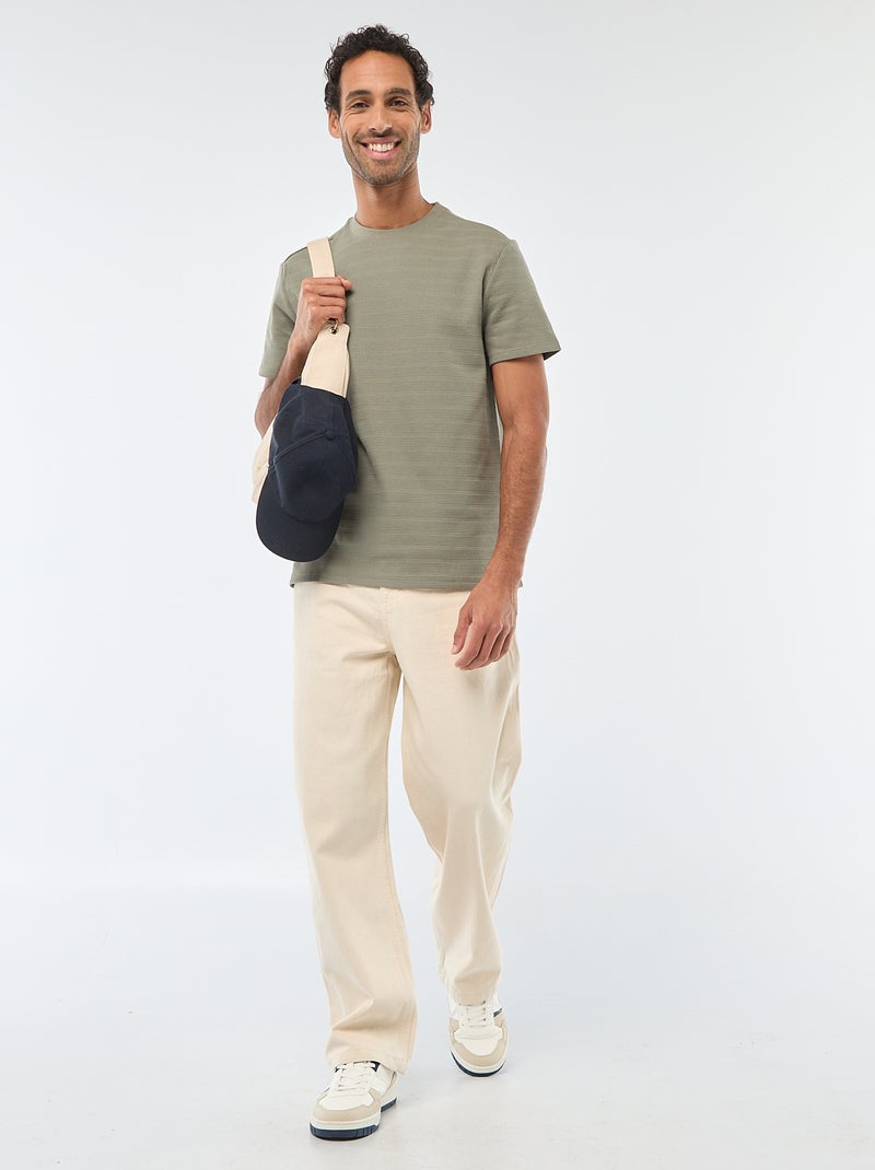 T-shirt a maniche corte in maglia waffle Verde - Kiabi