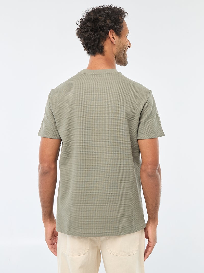 T-shirt a maniche corte in maglia waffle Verde - Kiabi