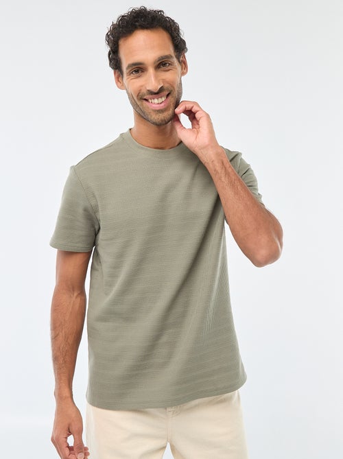 T-shirt a maniche corte in maglia waffle - Kiabi