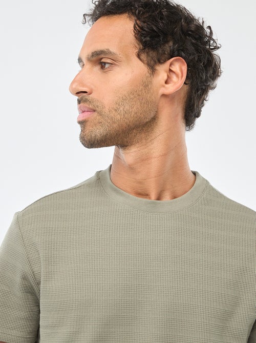 T-shirt a maniche corte in maglia waffle - Kiabi