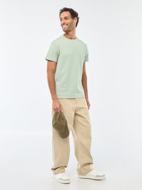 T-shirt a maniche corte in maglia waffle - Kiabi