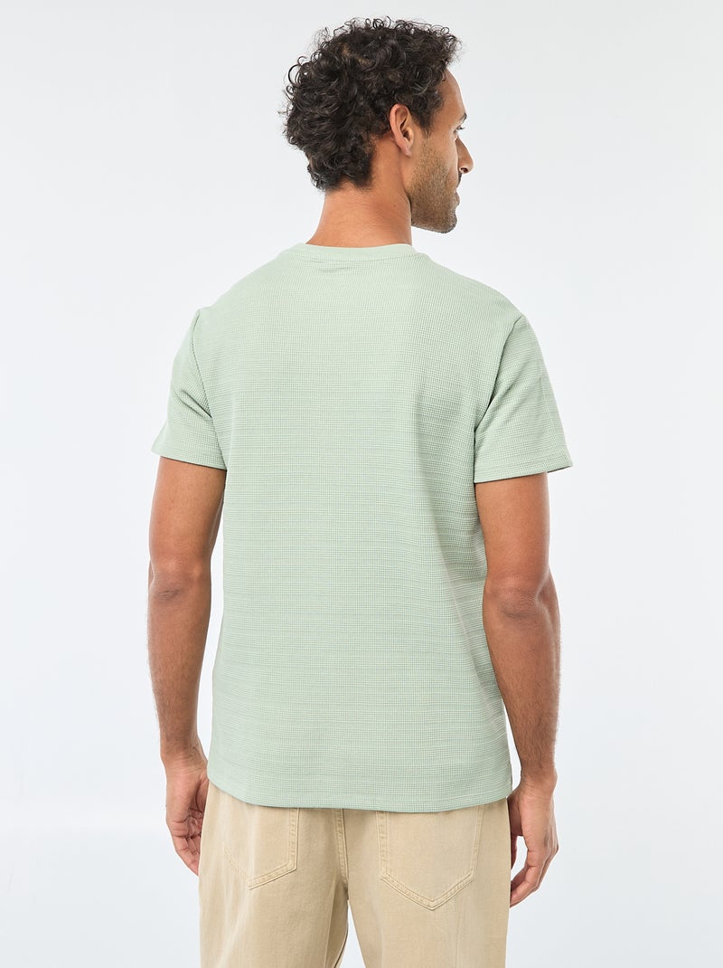 T-shirt a maniche corte in maglia waffle Verde - Kiabi
