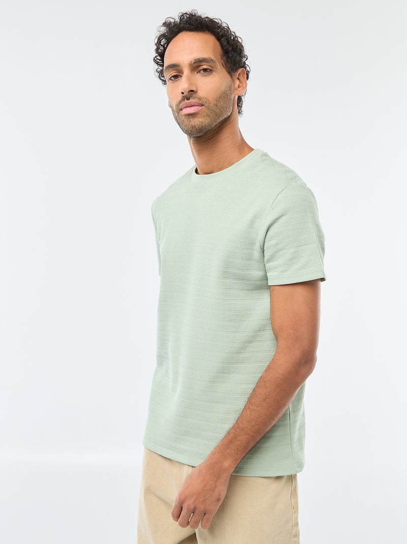 T-shirt a maniche corte in maglia waffle Verde - Kiabi