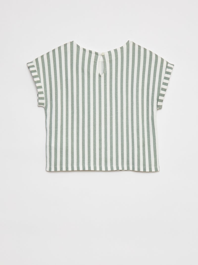 T-shirt a maniche corte in tessuto effetto crêpe KAKI - Kiabi