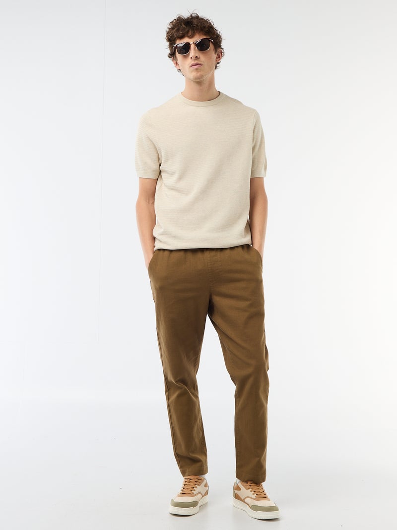 T-shirt a maniche corte in tessuto fantasia Beige - Kiabi