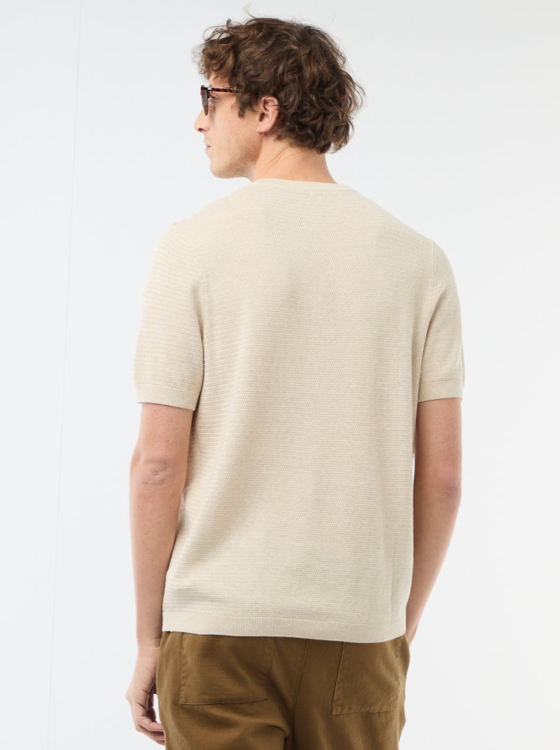 T-shirt a maniche corte in tessuto fantasia Beige - Kiabi