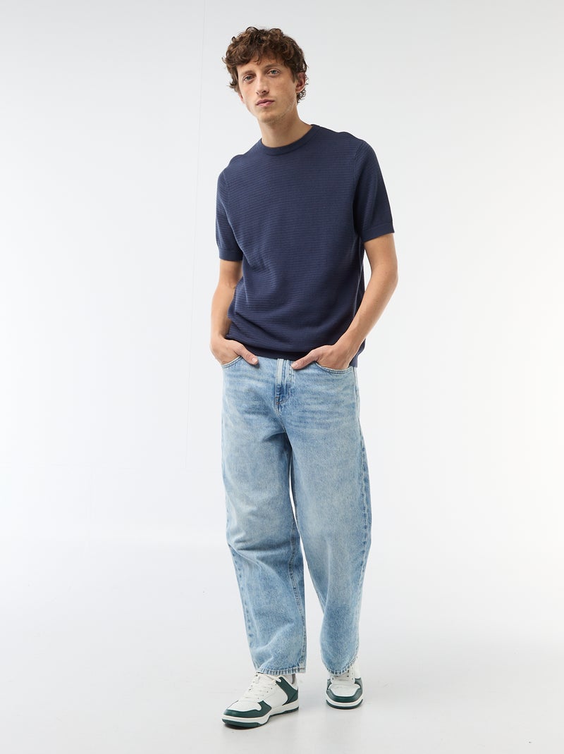 T-shirt a maniche corte in tessuto fantasia Blu - Kiabi