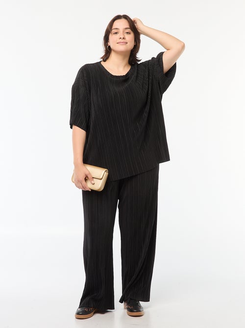 T-shirt a maniche corte in tessuto plissettato - Kiabi