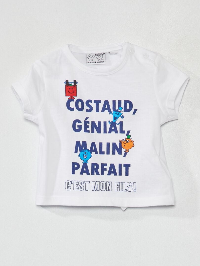 T-shirt a maniche corte 'Les Monsieurs et Madames' bianco - Kiabi