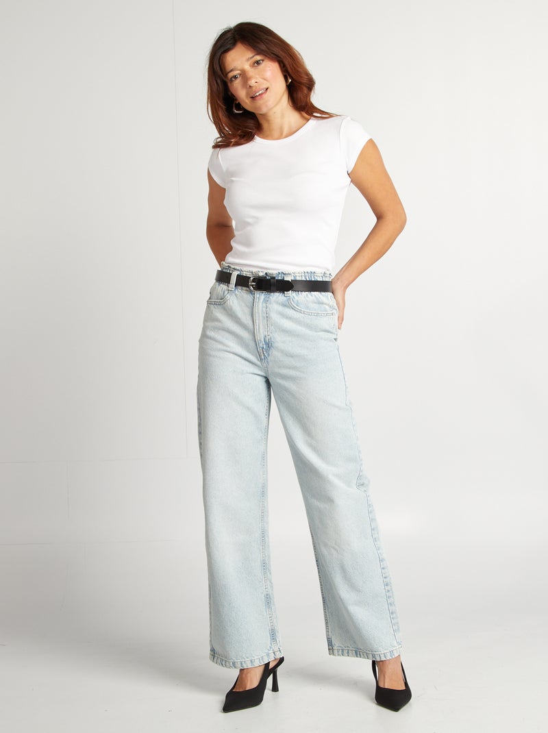 T-shirt a maniche corte maglia a coste bianco - Kiabi