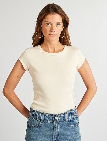 T-shirt a maniche corte maglia a coste