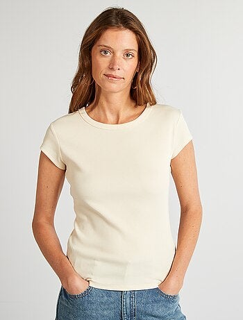 T-shirt a maniche corte maglia a coste