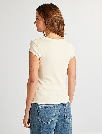T-shirt a maniche corte maglia a coste