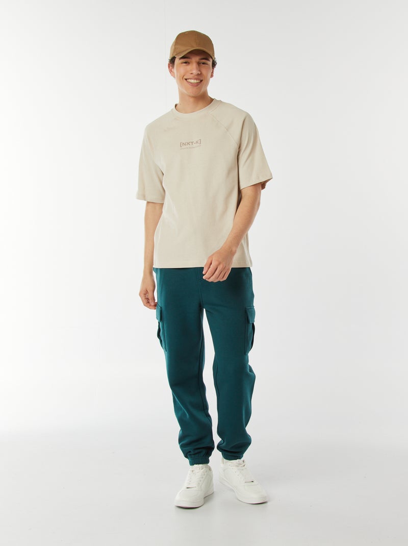 T-shirt a maniche corte raglan con stampa Beige - Kiabi