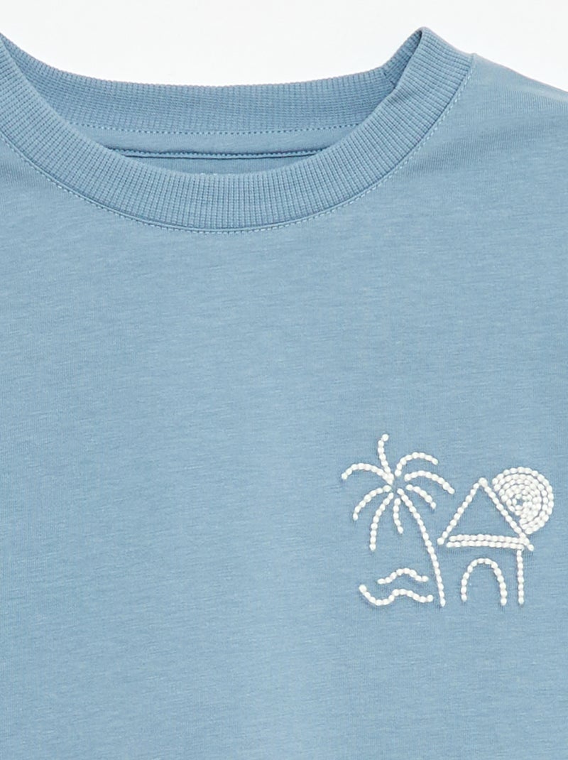 T-shirt a maniche corte ricamata Blu - Kiabi