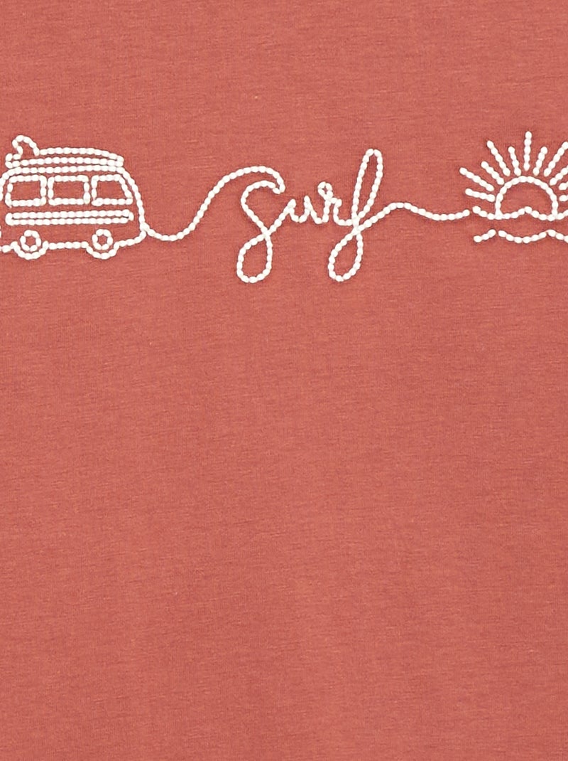 T-shirt a maniche corte ricamata Rosso - Kiabi