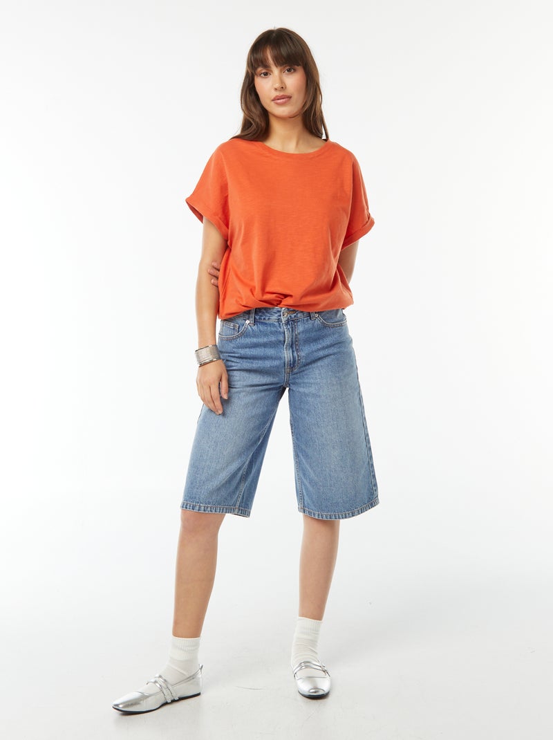 T-shirt a maniche corte risvoltate Arancione - Kiabi