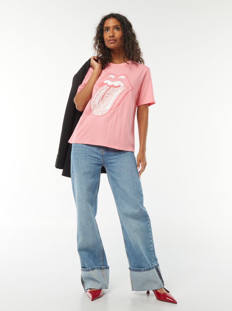 T-shirt a maniche corte 'Rolling Stones' ROSA - Kiabi