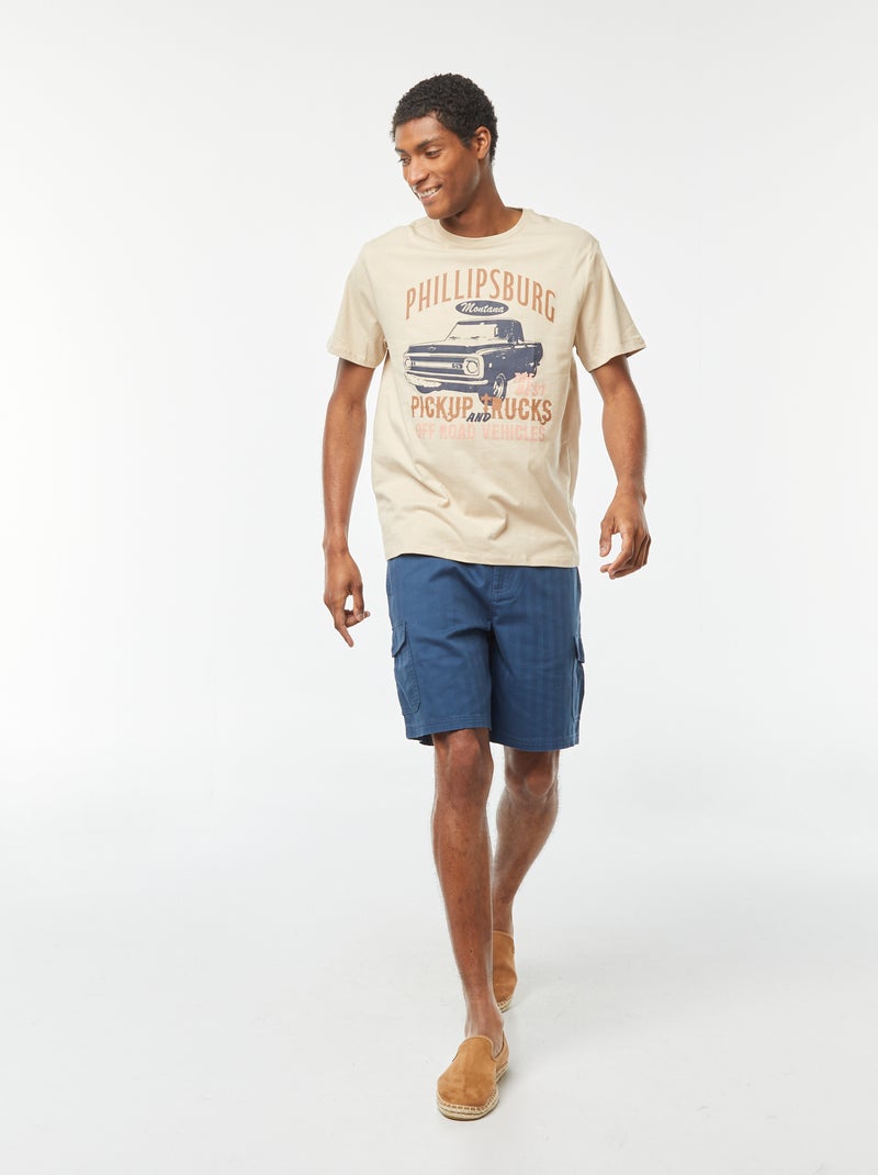 T-shirt a maniche corte stampata BEIGE - Kiabi