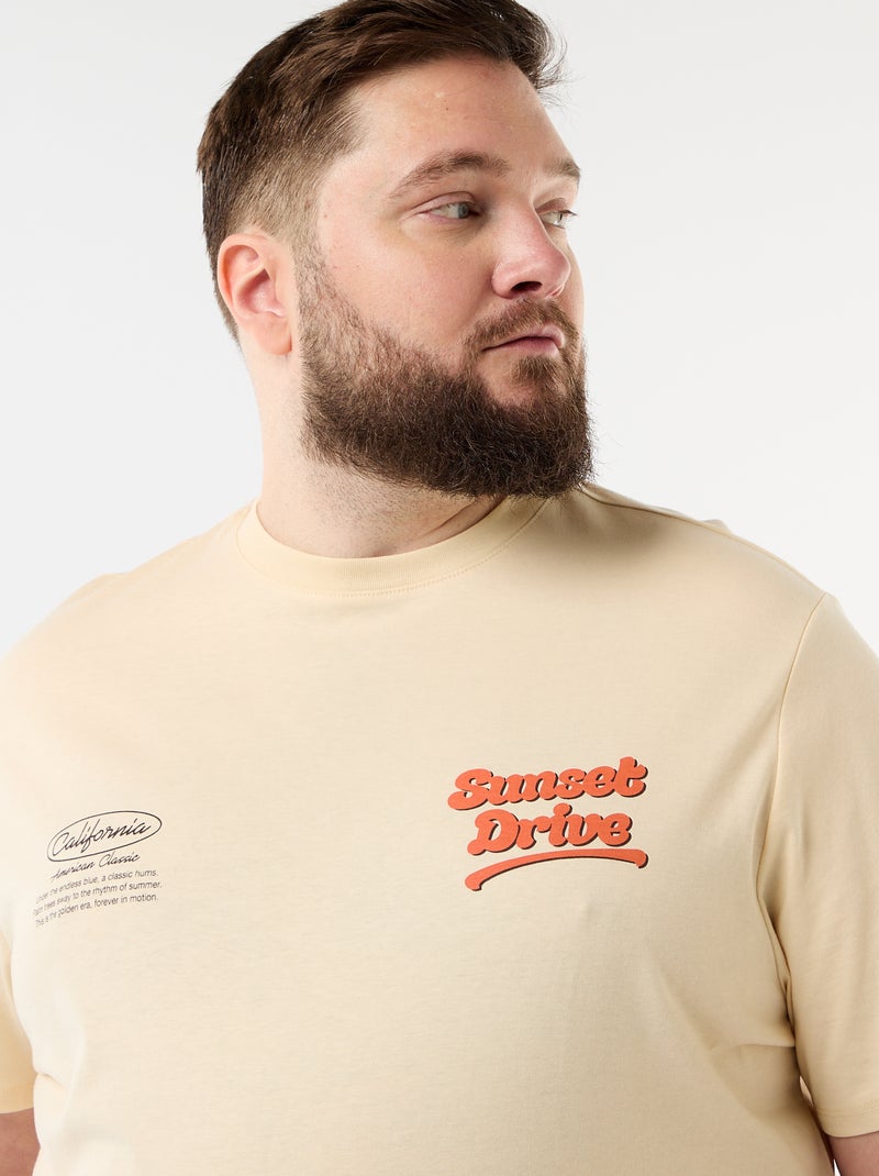 T-shirt a maniche corte stampata Beige - Kiabi