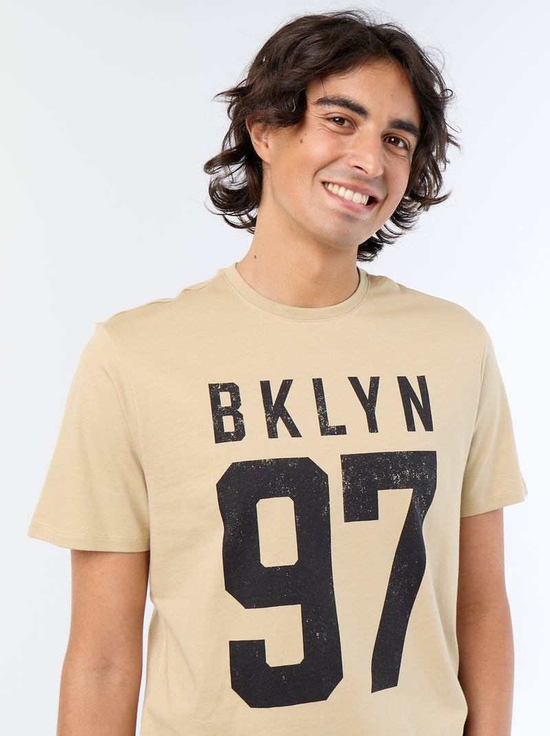 T-shirt a maniche corte stampata Beige - Kiabi