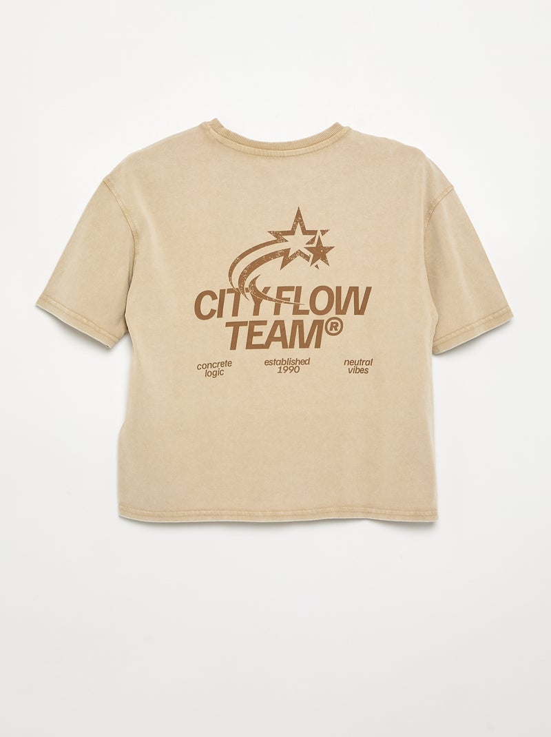 T-shirt a maniche corte stampata Beige - Kiabi