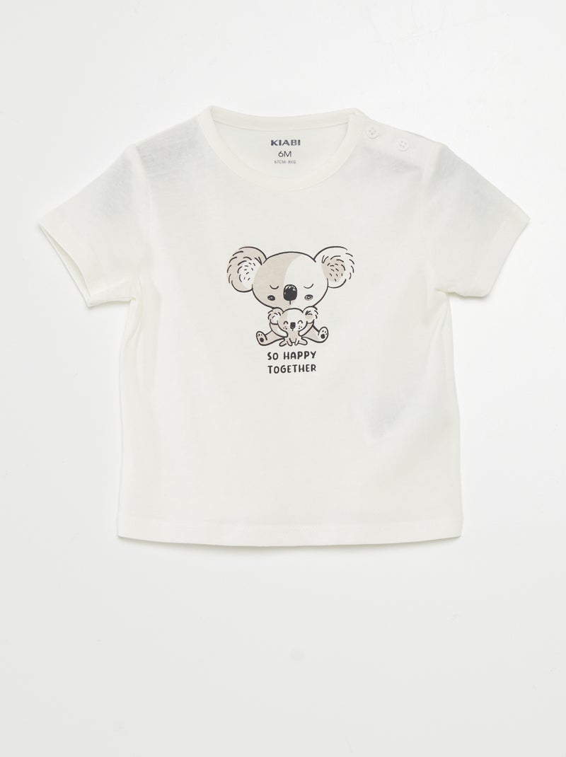 T-shirt a maniche corte stampata BIANCO - Kiabi