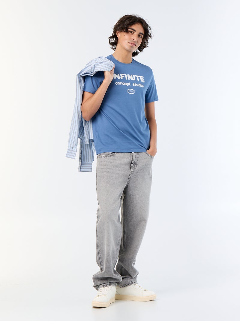T-shirt a maniche corte stampata Blu - Kiabi