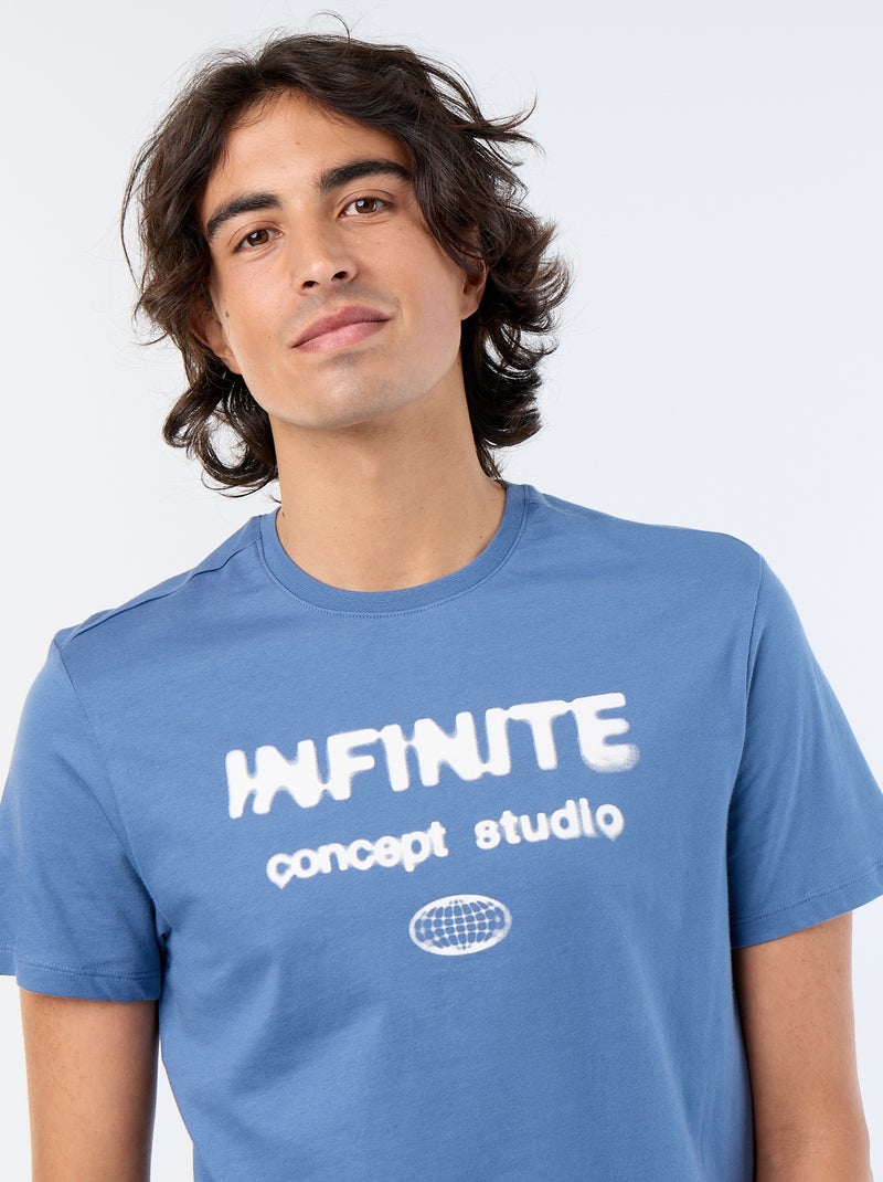 T-shirt a maniche corte stampata Blu - Kiabi