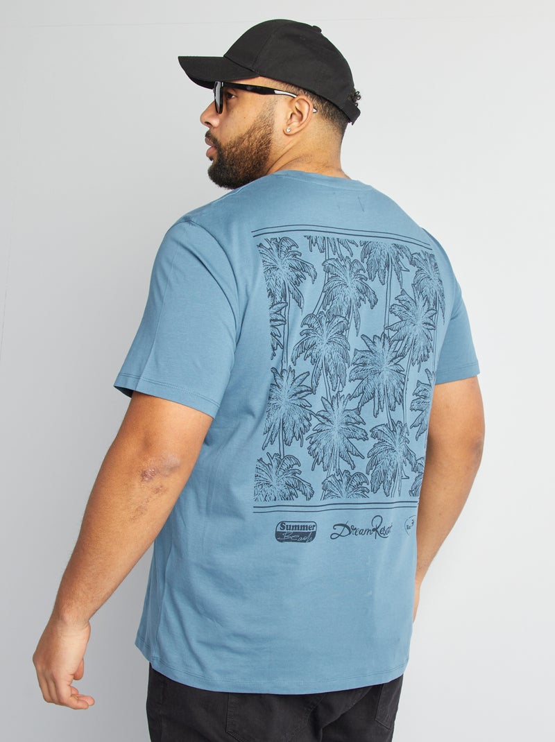 T-shirt a maniche corte stampata davanti e dietro BLU - Kiabi