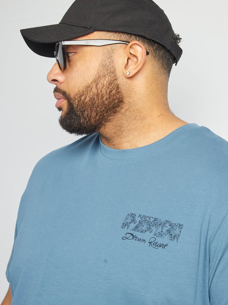 T-shirt a maniche corte stampata davanti e dietro BLU - Kiabi