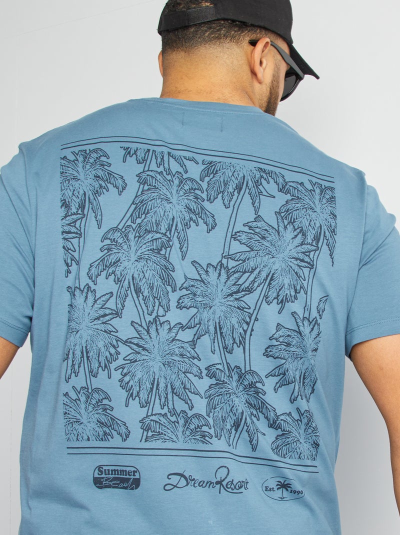 T-shirt a maniche corte stampata davanti e dietro BLU - Kiabi