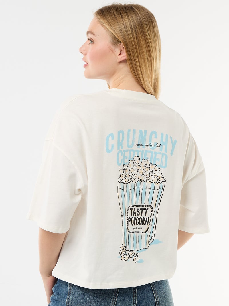 T-shirt a maniche corte stampata fronte-retro Bianco - Kiabi