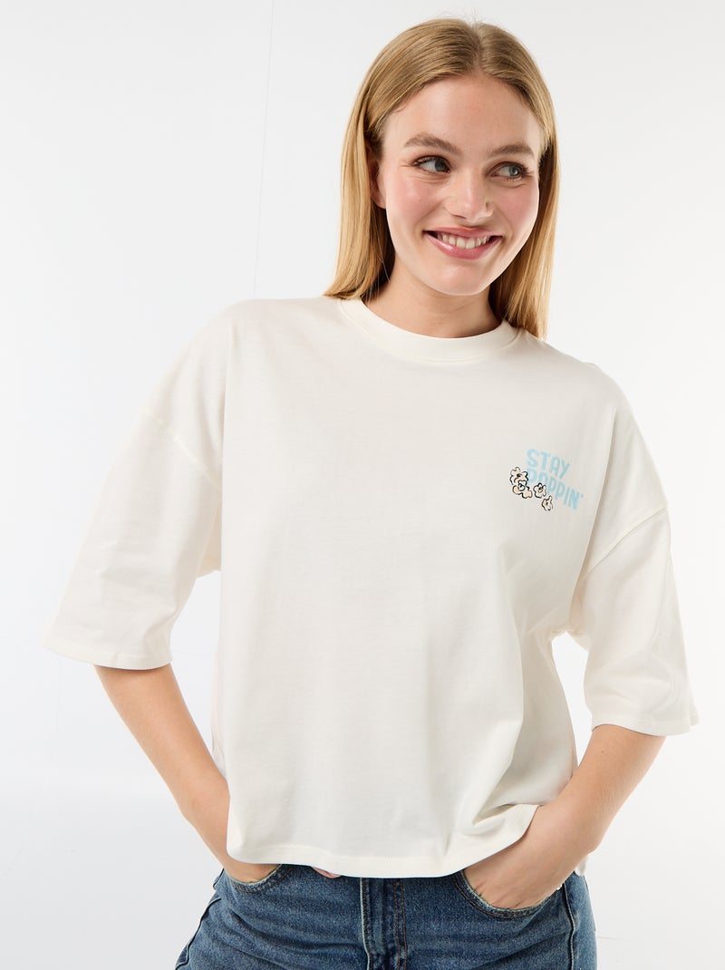 T-shirt a maniche corte stampata fronte-retro Bianco - Kiabi