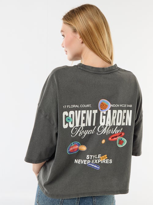 T-shirt a maniche corte stampata fronte-retro - Kiabi