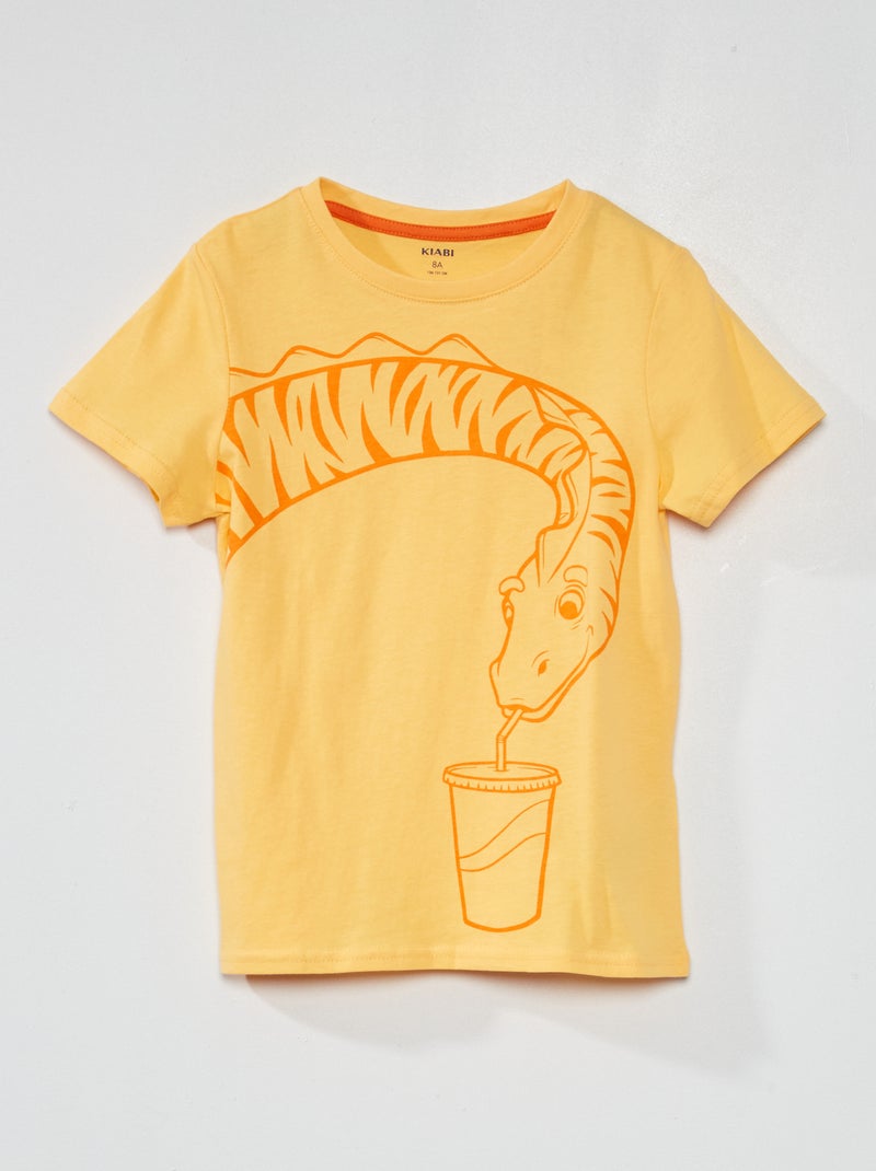 T-shirt a maniche corte stampata GIALLO - Kiabi
