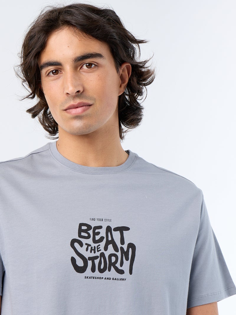 T-shirt a maniche corte stampata Grigio - Kiabi