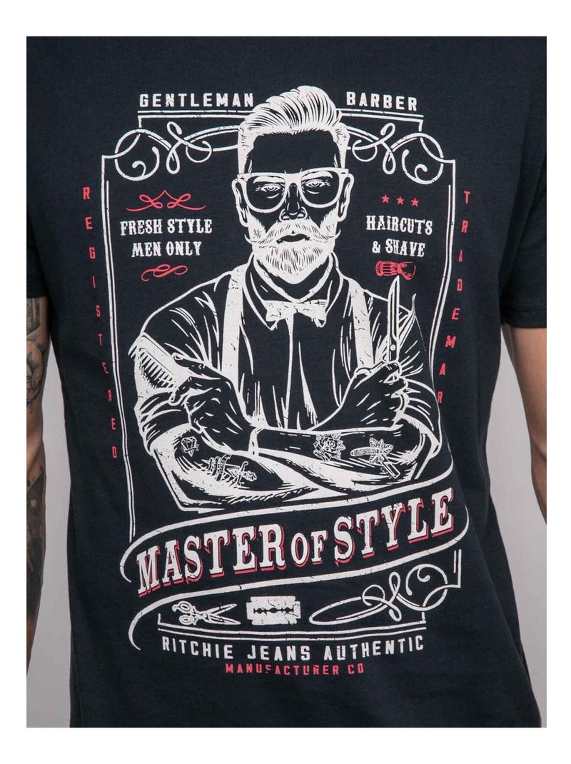 T-shirt a maniche corte stampata JEMIL Blu marino - Kiabi