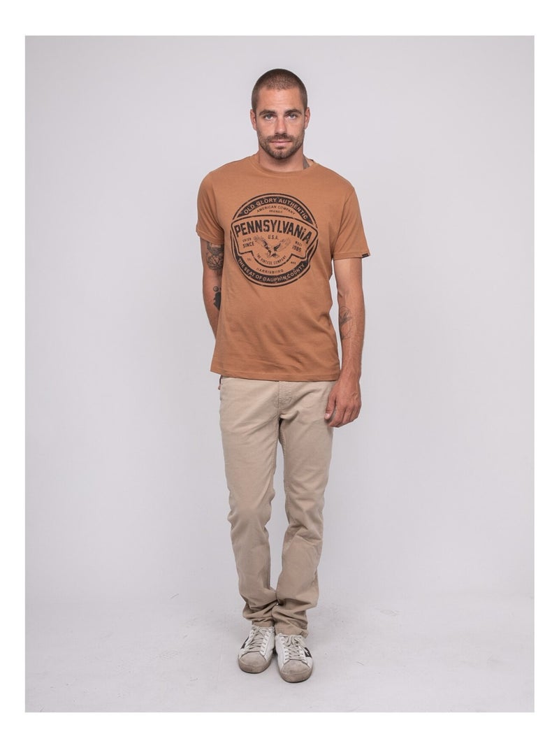 T-shirt a maniche corte stampata JIMITRI Marrone caramello - Kiabi