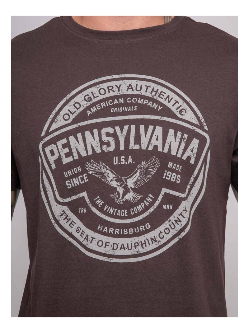 T-shirt a maniche corte stampata JIMITRI Marrone - Kiabi