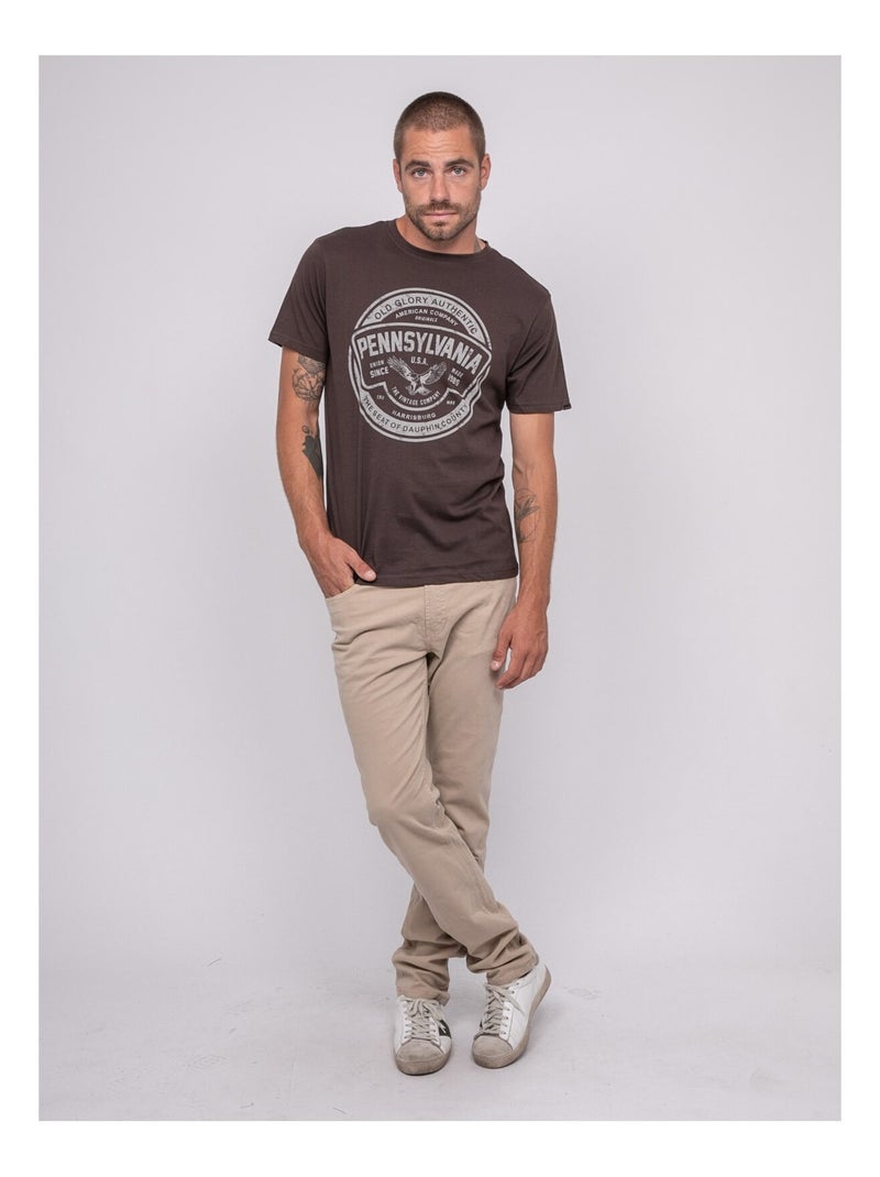 T-shirt a maniche corte stampata JIMITRI Marrone - Kiabi