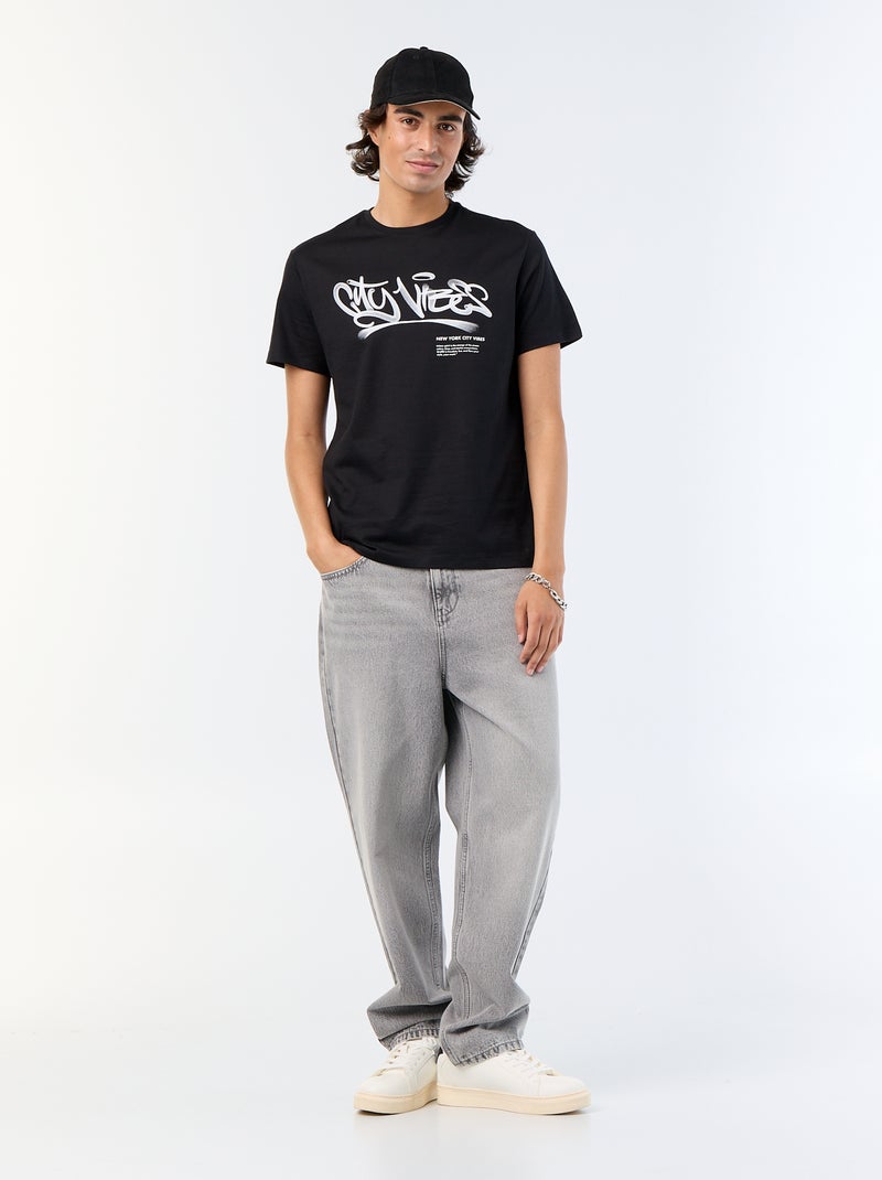 T-shirt a maniche corte stampata Nero - Kiabi