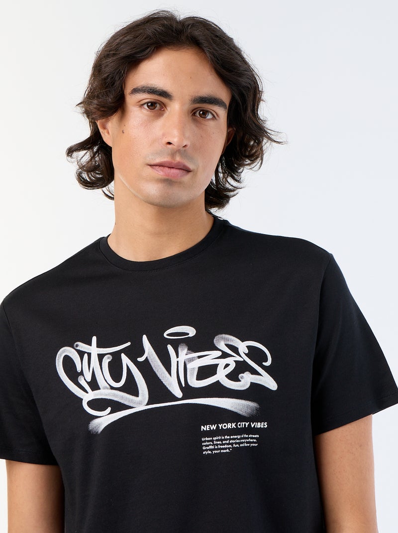 T-shirt a maniche corte stampata Nero - Kiabi