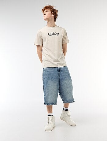 T-shirt a maniche corte stampata 'Pokemon' tinta unita