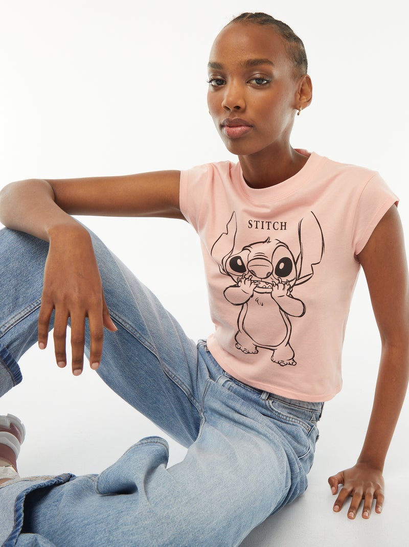 T-shirt a maniche corte 'Stitch' 'Disney' ROSA - Kiabi