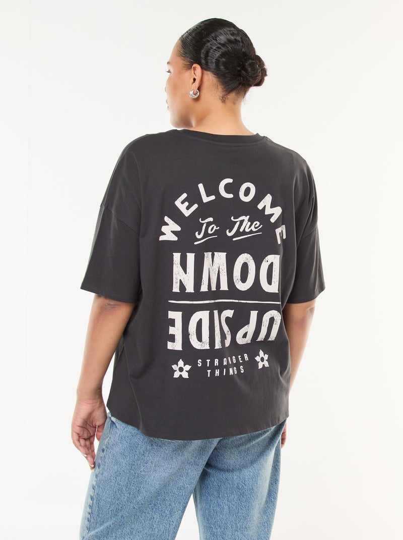 T-shirt a maniche corte 'Stranger Things' con stampa fronte-retro Nero - Kiabi