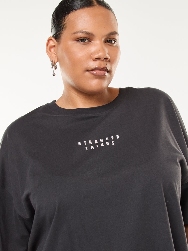 T-shirt a maniche corte 'Stranger Things' con stampa fronte-retro Nero - Kiabi