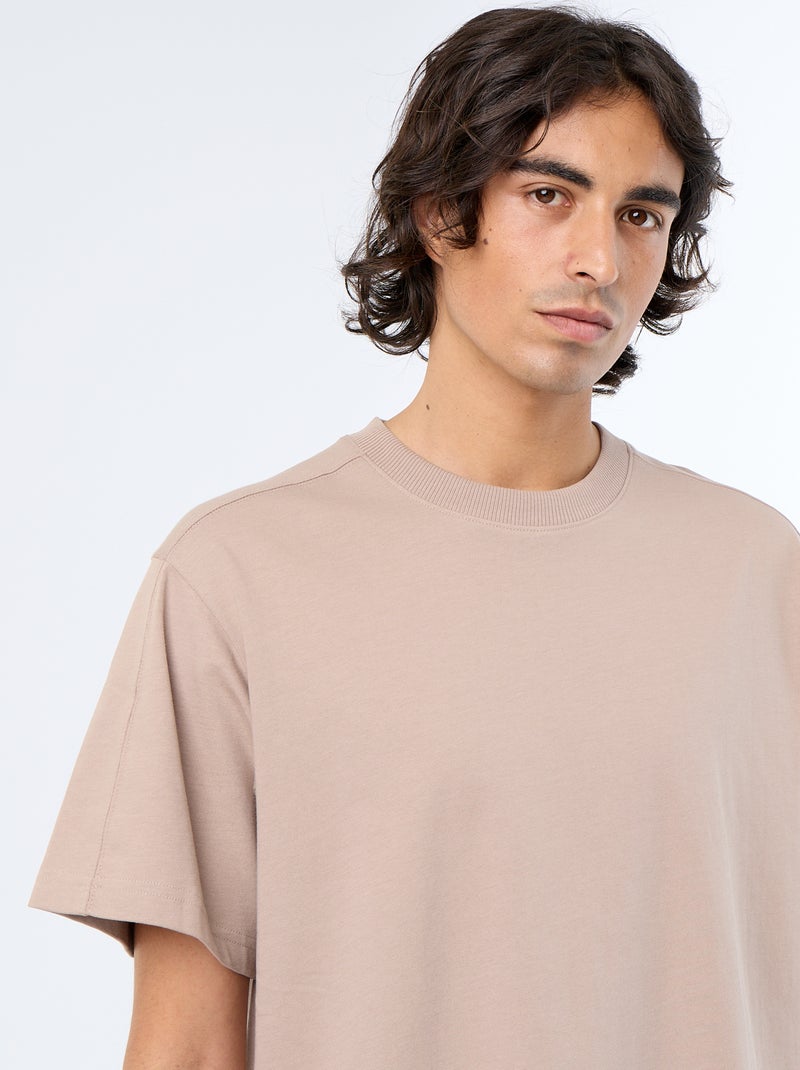 T-shirt a maniche corte tinta unita, comfort fit / oversize Beige - Kiabi