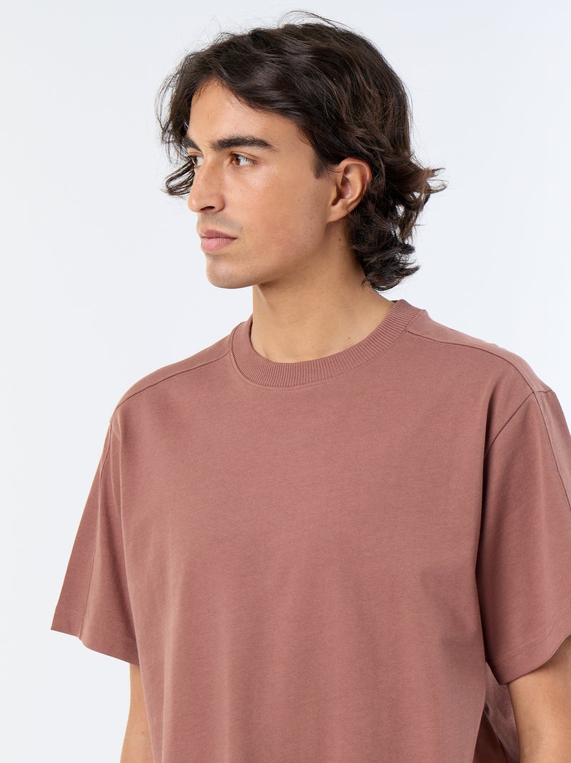 T-shirt a maniche corte tinta unita, comfort fit / oversize Marrone - Kiabi